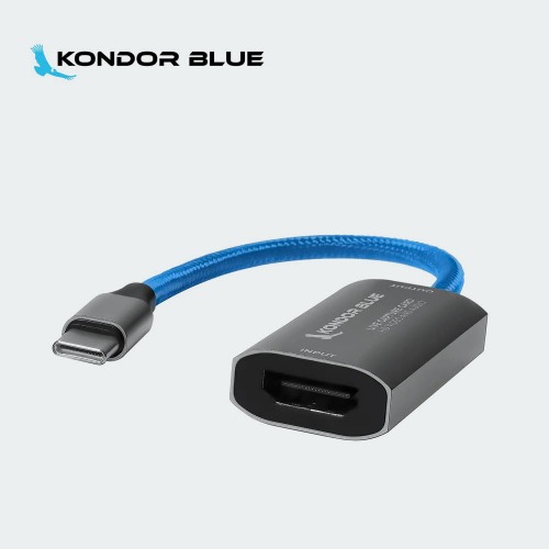 KondorBlue 콘도르블루 라이브 스트리밍 비디오 및 오디오용 HDMI-USB C 캡처 카드 Zoom, Skype, OBS, ECM, VLC, YouTube, Facebook, Restream 연결사용 KB_HDMI_USBC_CC